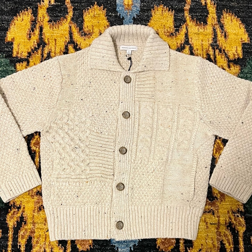 Banana Republic Speckled Cream Knit Sweater